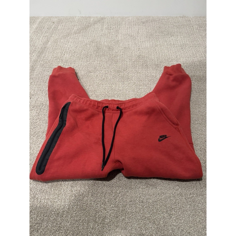 Nike Tech Fleece Men's Red Orange Joggers Pants Size L